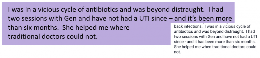 Relief from chronic, repeated Urinary Tract Infections Feedback 2